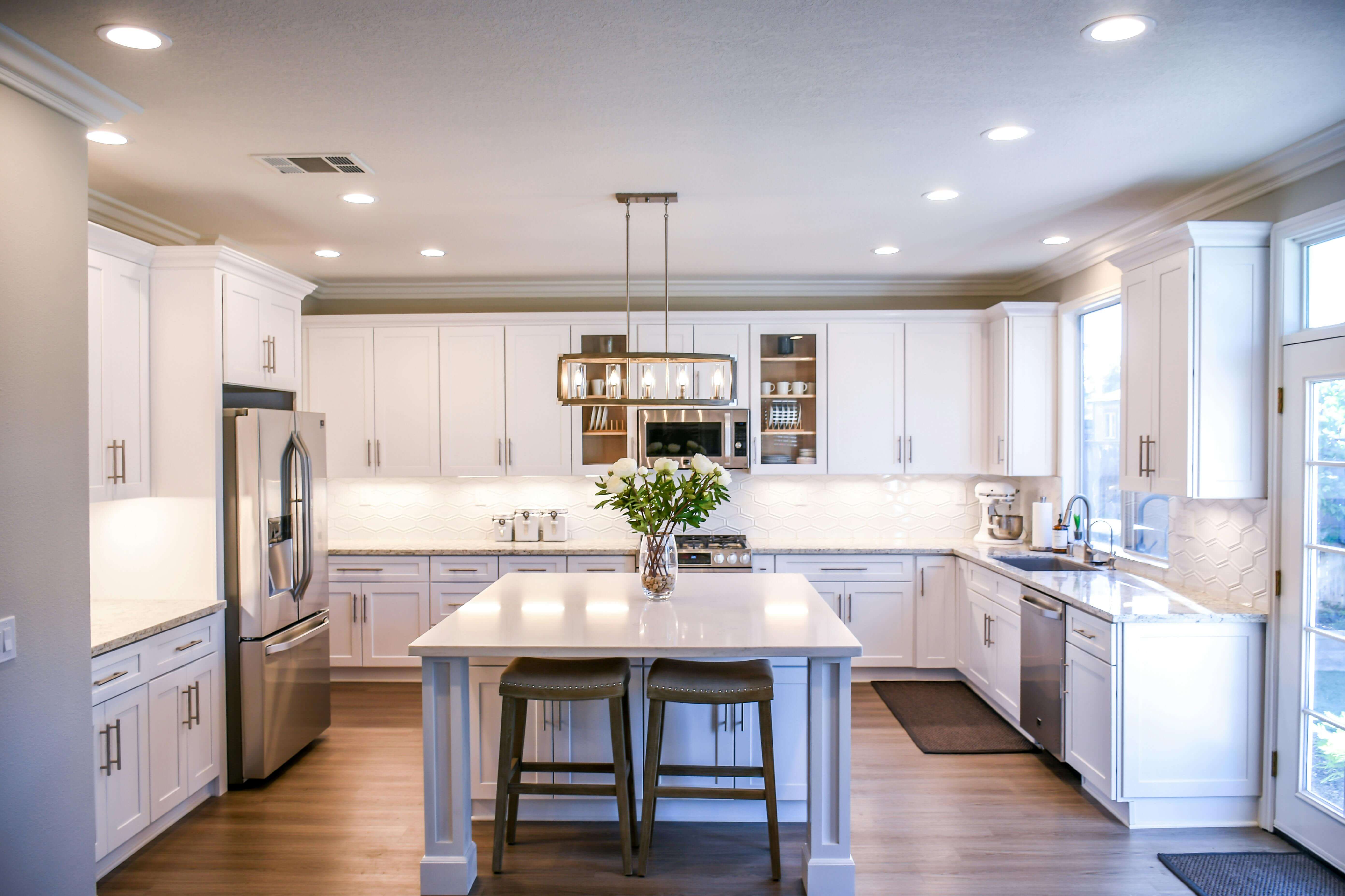 Modern white kitchen.