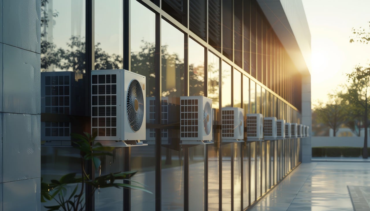 Air conditioners, hvac. Commercial building. Image by Pixabay