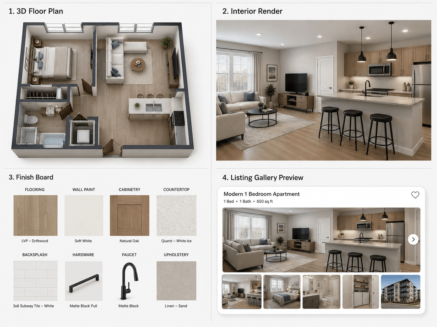 3D rendering of a modern apartment