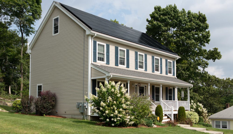 Solar panels on a house.