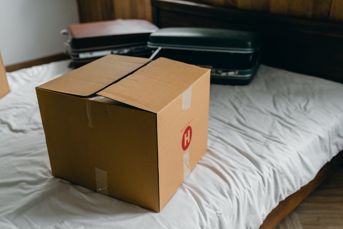 box on a bed