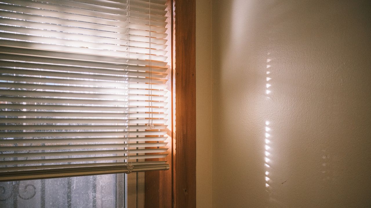sunlight filtering through window blinds indoors. Image by Pexels.