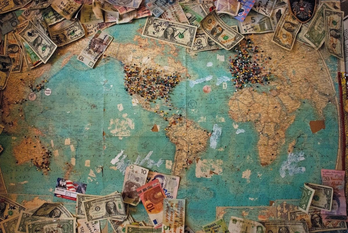 Money on a map